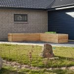 l formet herregårds højbed byggesæt i lufttørret egetræ æstetisk op ad husmur